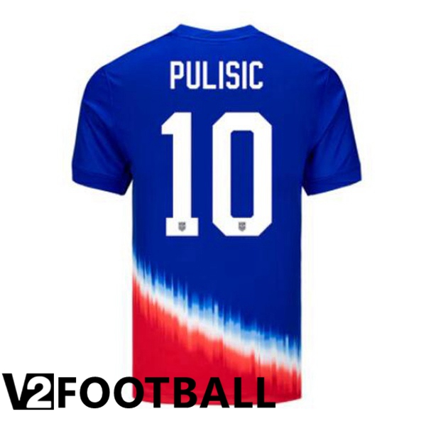 USA (Pulisic 10) Away Soccer Shirt Blue 2024/2025