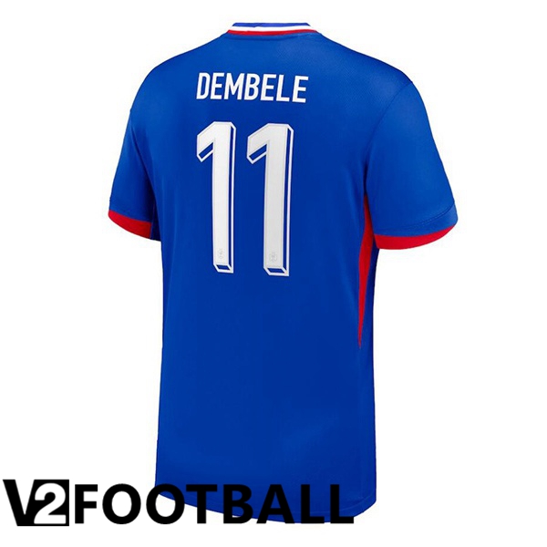 France (DEMBELE 11) Home Soccer Shirt Blue 2024/2025