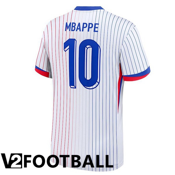 France (MBAPPE 10) Away Soccer Shirt White 2024/2025