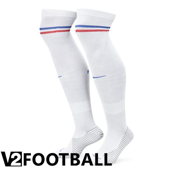 France Away Soccer Socks White 2024/2025