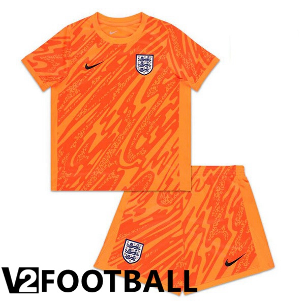 England Kids Goalkeeper Soccer Shirt Orange UEFA Euro 2024
