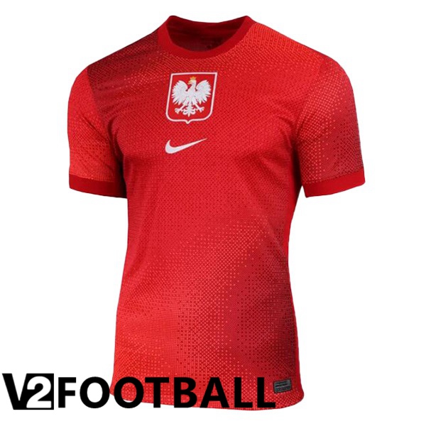 Poland Away Soccer Shirt Red UEFA Euro 2024