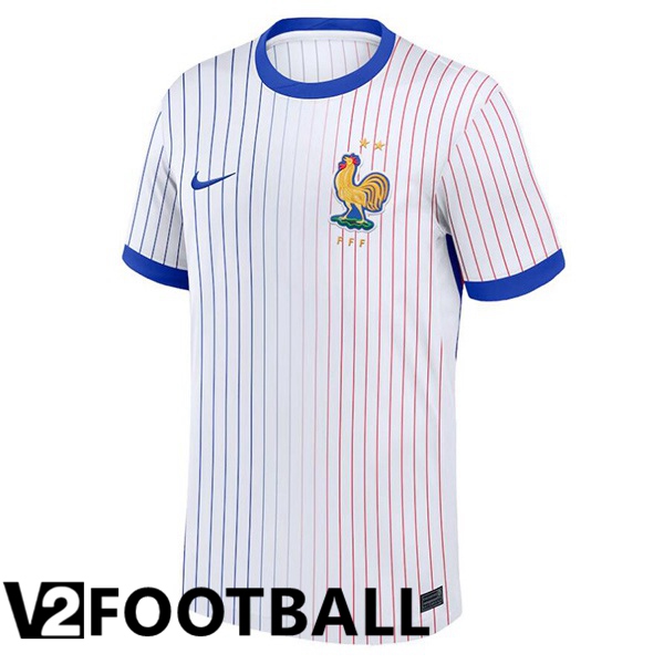 France Away Soccer Shirt White UEFA Euro 2024