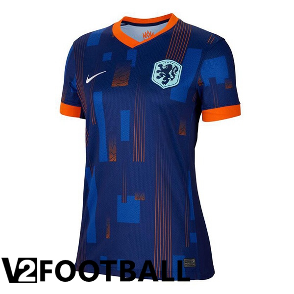 Netherlands Womens Away Soccer Shirt Royal Blue UEFA Euro 2024