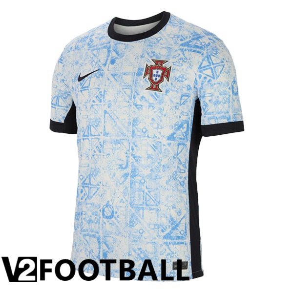 Portugal Away Soccer Shirt Blue White UEFA Euro 2024