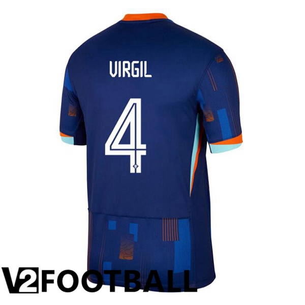Netherlands (VIRGIL 4) Away Soccer Shirt Royal Blue UEFA Euro 2024