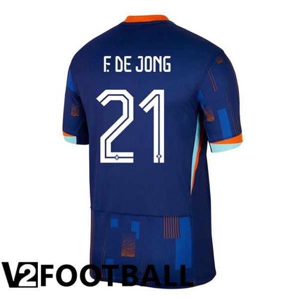 Netherlands (F. DE JONG 21) Away Soccer Shirt Royal Blue UEFA Euro 2024