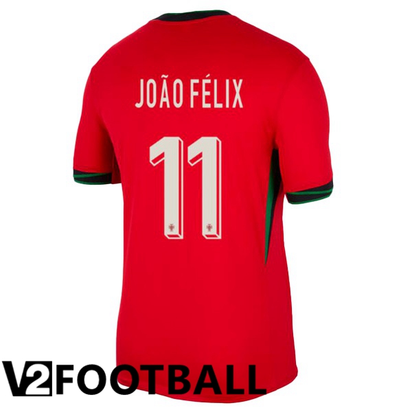 Portugal (JOÃO FÉLIX 11) Home Soccer Shirt Red UEFA Euro 2024