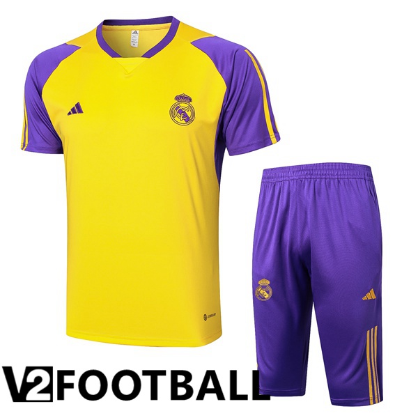 Real Madrid kit Training T Shirt + Shorts Yellow 2024/2025