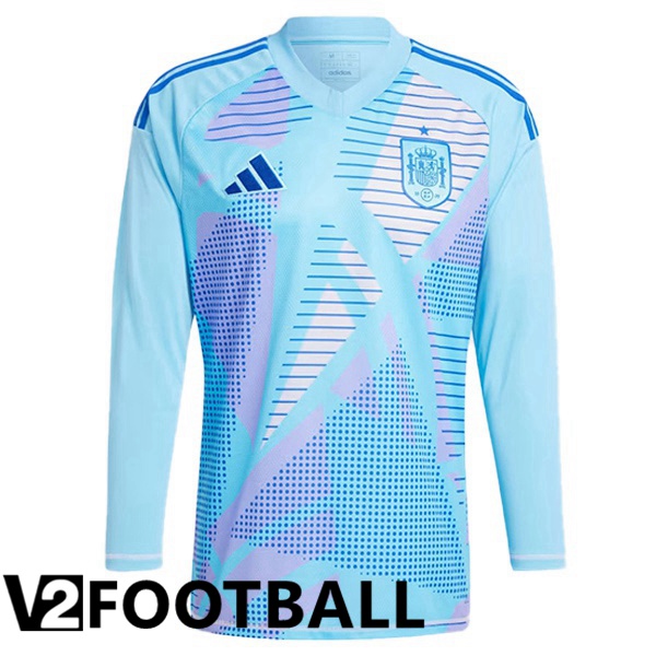 Spain Goalkeeper Soccer Shirt Long sleeve Blue 2024/2025