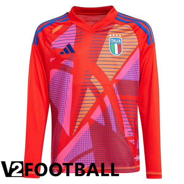Italy Goalkeeper Soccer Shirt Long sleeve Red 2024/2025