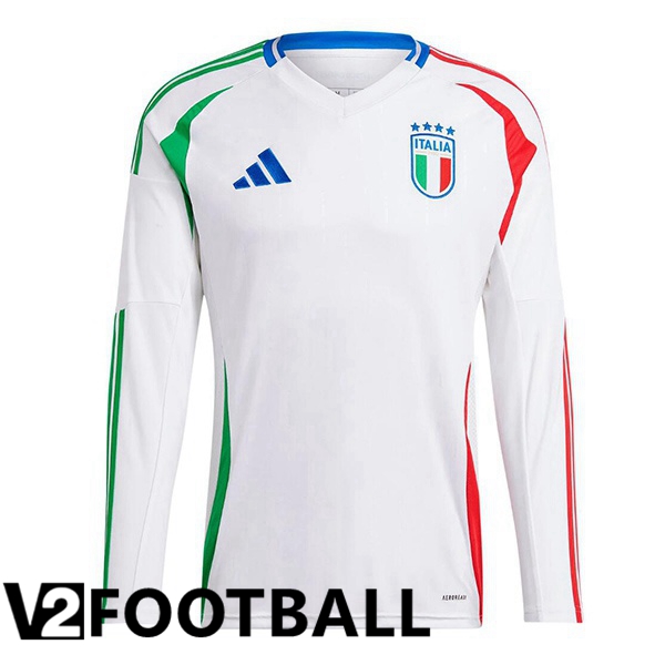 Italy Away Soccer Shirt Long sleeve White 2024/2025