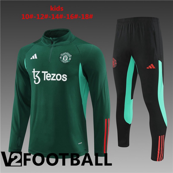 Manchester United Kids kit Training Tracksuit Green 2024/2025