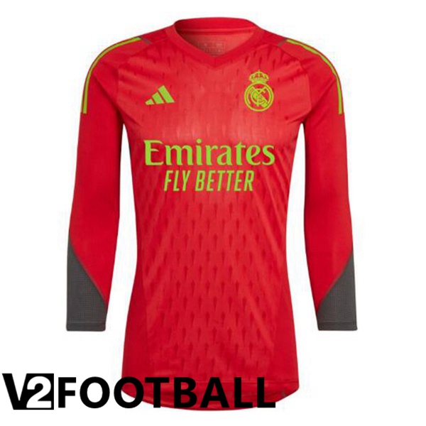 Real Madrid Goalkeeper Soccer Shirt Long sleeve Red 2023/2024