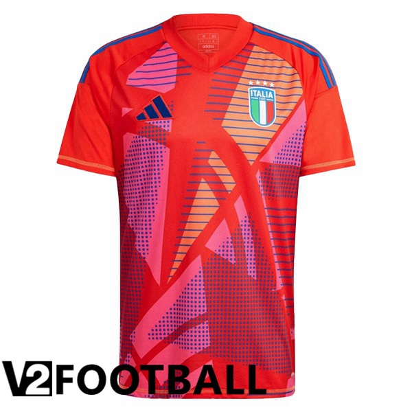 Italy Goalkeeper Soccer Shirt Red UEFA Euro 2024