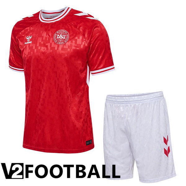 Denmark Kids Home Soccer Shirt Red 2024/2025