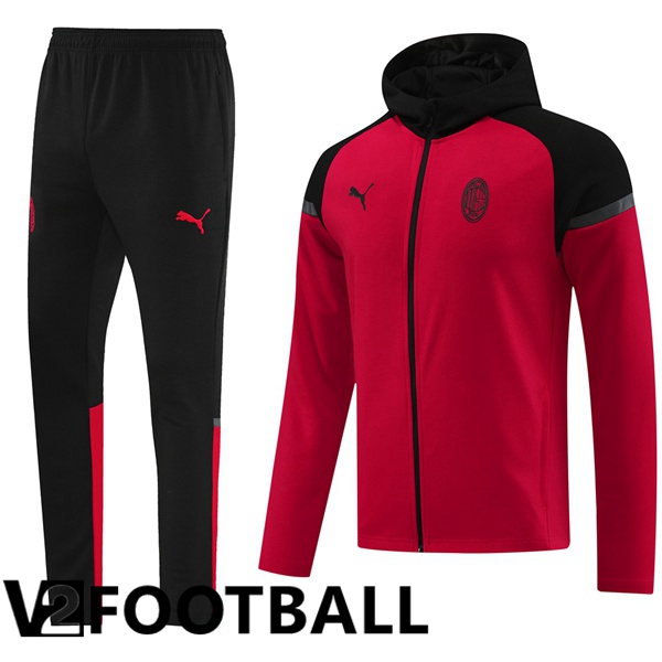 AC Milan Training Tracksuit - Training Sweatshirt Hoodie Red 2024/2025