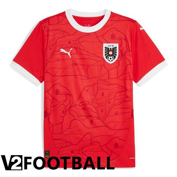 Austria Home Soccer Shirt Red UEFA Euro 2024