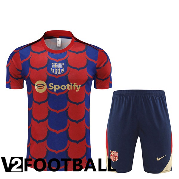 FC Barcelona kit Training T Shirt + Shorts Red Blue 2024/2025