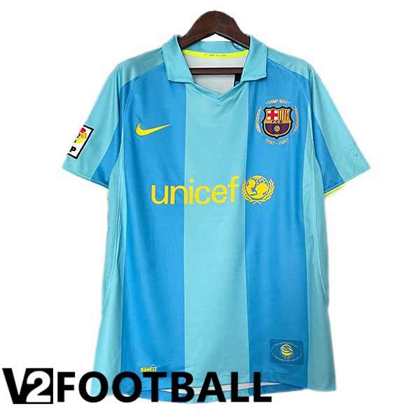 FC Barcelona Retro Away Soccer Shirt Blue 2007-2008