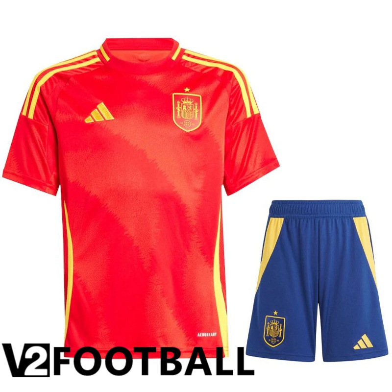 Spain Home Soccer Shirt + Shorts Kit UEFA Euro 2024