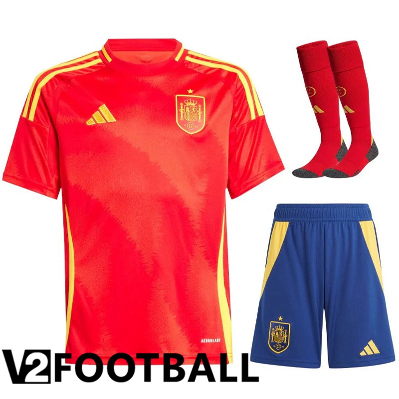 Spain Home Soccer Shirt (Shorts + Socks) Kit UEFA Euro 2024