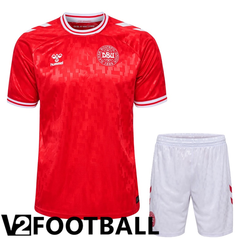 Denmark Home Soccer Shirt + Shorts Kit UEFA Euro 2024