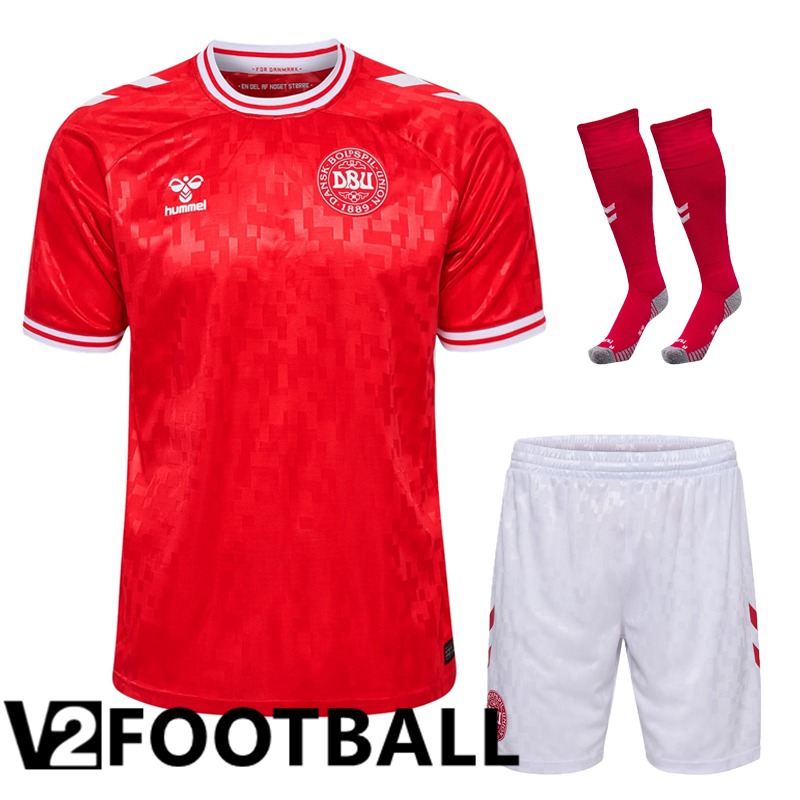 Denmark Home Soccer Shirt (Shorts + Socks) Kit UEFA Euro 2024