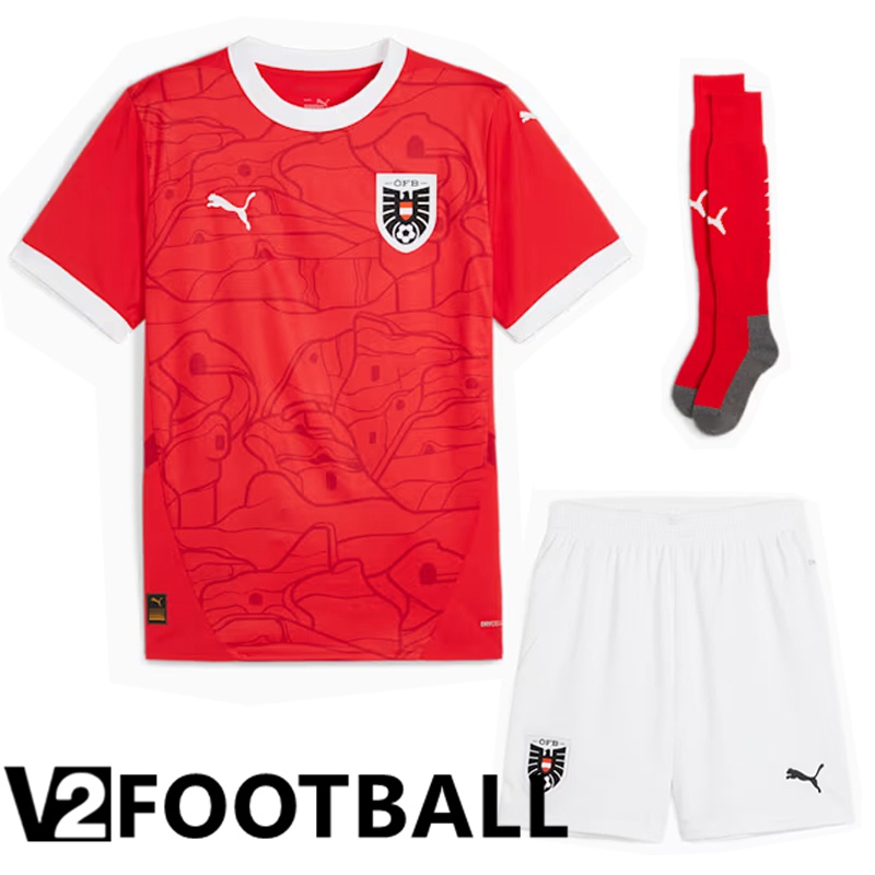 Austria Home Soccer Shirt (Shorts + Socks) Kit 2024/2025