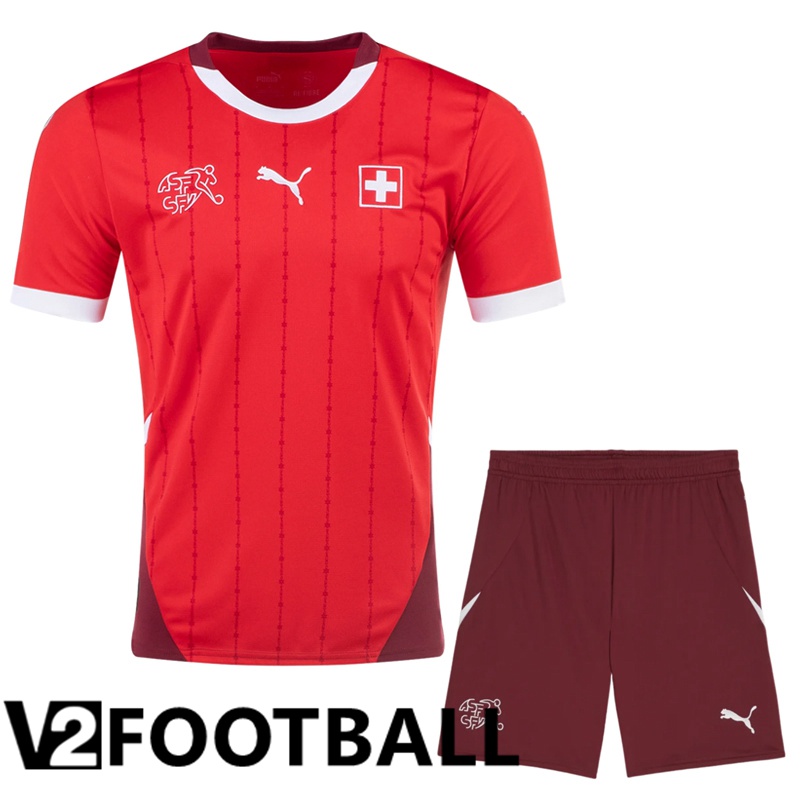 Swiss Home Soccer Shirt + Shorts Kit UEFA Euro 2024