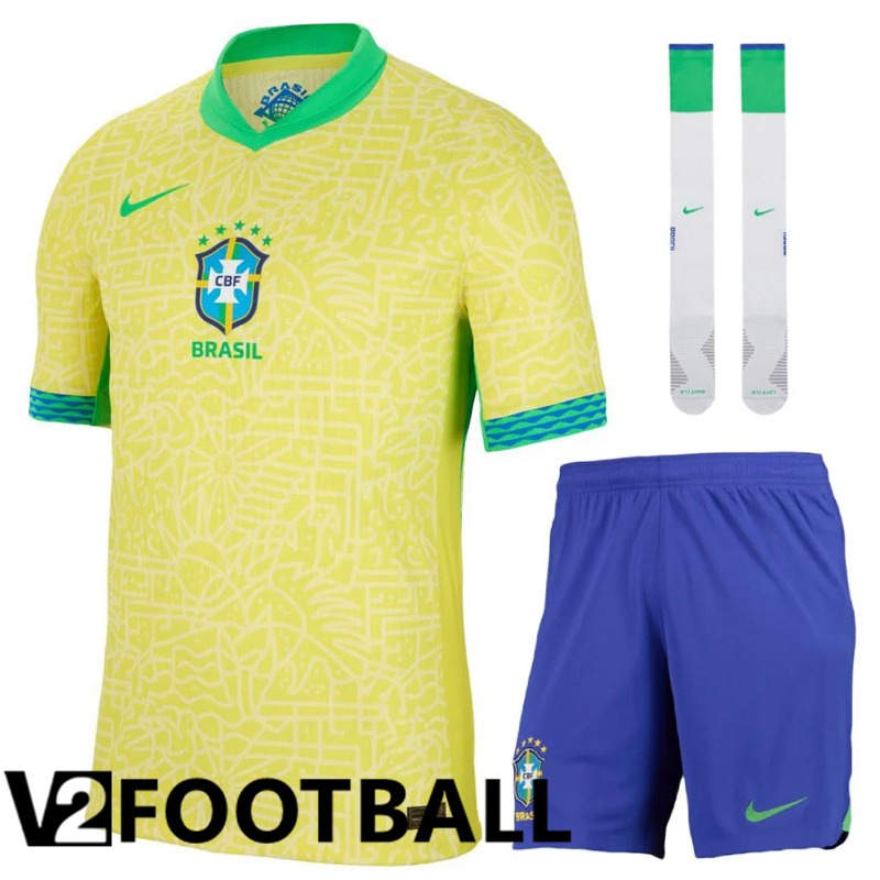 Brazil Home Soccer Shirt (Shorts + Socks) Kit 2024/2025