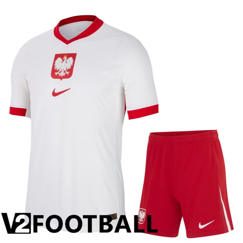 Poland Home Soccer Shirt + Shorts Kit 2024/2025