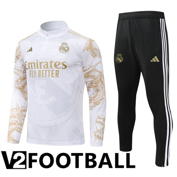 Real Madrid kit Training Tracksuit White Yellow 2024/2025