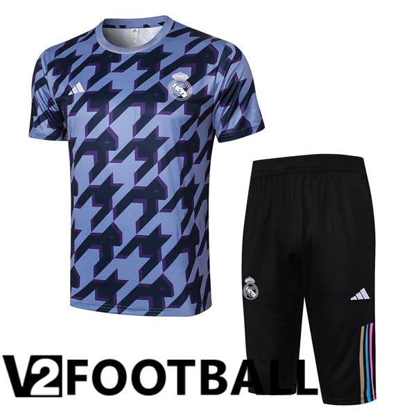 Real Madrid kit Training T Shirt + Shorts Black Blue 2024/2025