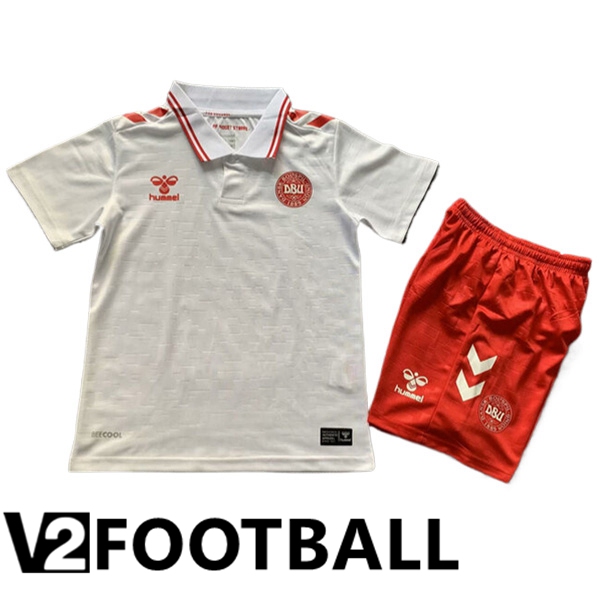 Denmark Kids Away Soccer Shirt UEFA Euro 2024