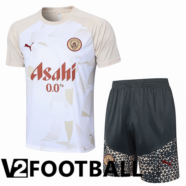Manchester City kit Training T Shirt + Shorts White 2024/2025