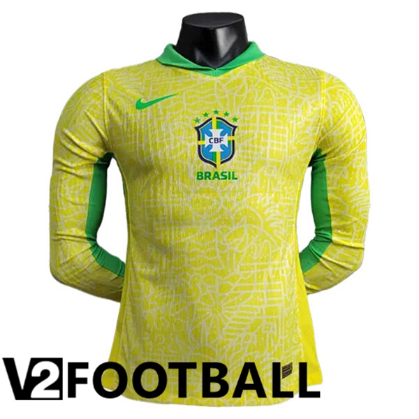 Brazil Home Soccer Shirt Long Sleeve 2024/2025