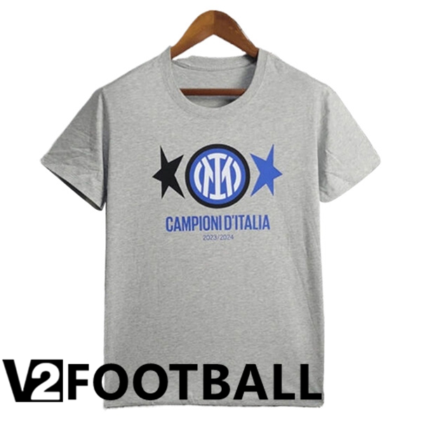 Inter Milan Soccer Shirt T-Shirt Champion 2 Grey 2023/2024