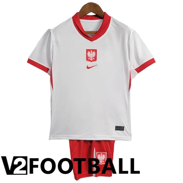 Poland Kids Home Soccer Shirt UEFA Euro 2024