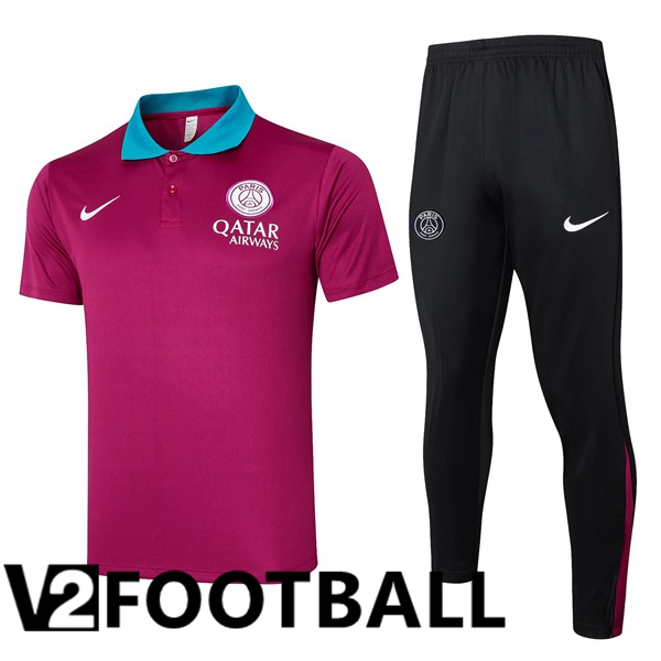 Paris PSG Soccer Polo + Training Pants Purple 2024/2025