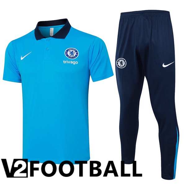 FC Chelsea Soccer Polo + Training Pants Blue 2024/2025
