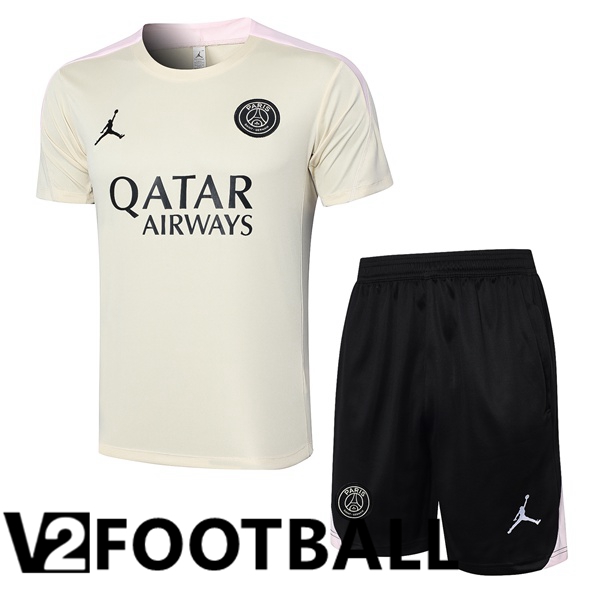 Paris PSG kit Training T Shirt + Shorts Yellow 2024/2025