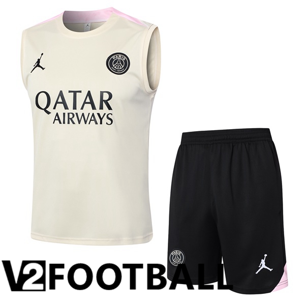 Paris PSG Soccer Vest + Shorts Yellow 2024/2025