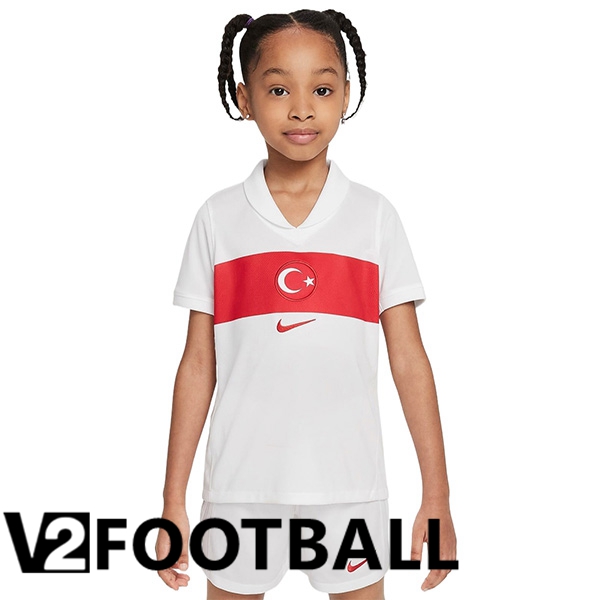 Turkish Kids Home Soccer Shirt UEFA Euro 2024