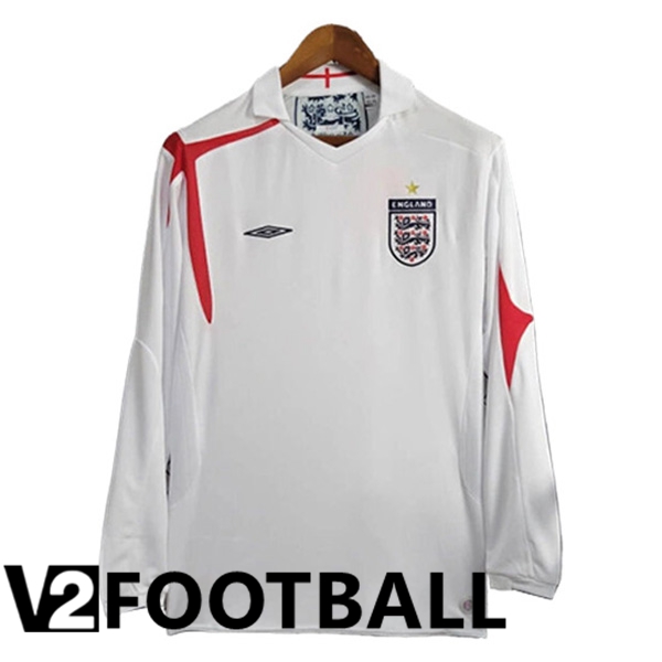 England Retro Home Soccer Shirt Long Sleeve 2005