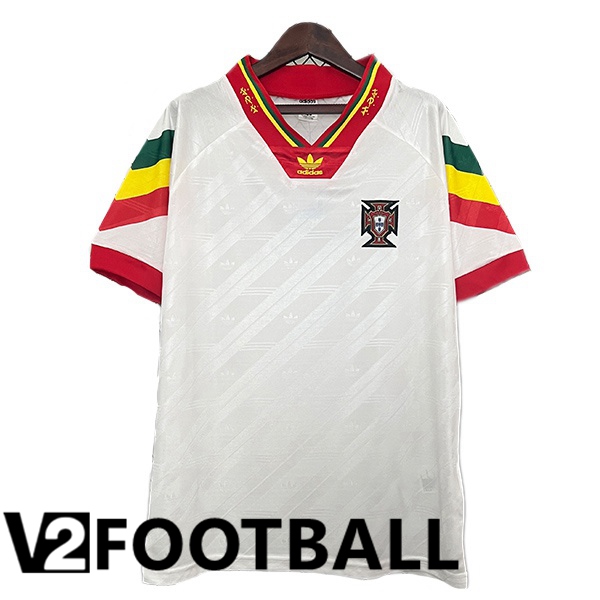 Portugal Retro Away Soccer Shirt White 1992-1994