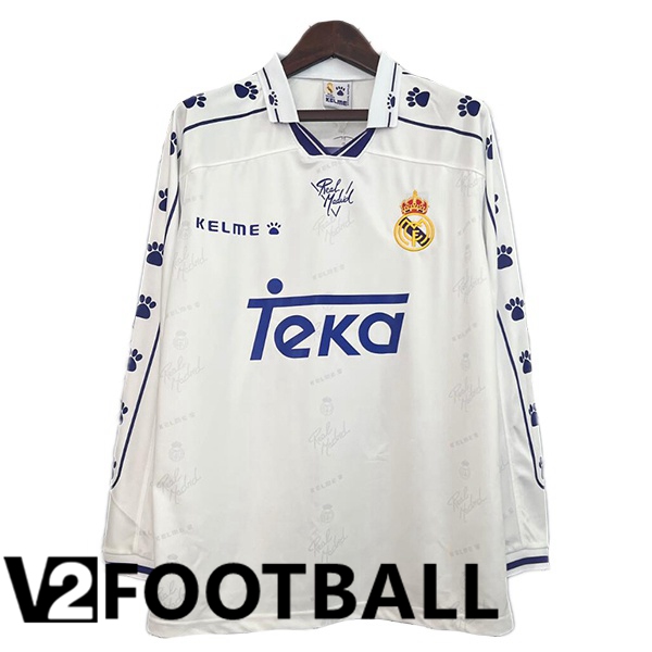 Real Madrid Retro Home Soccer Shirt Long Sleeve White1994-1996