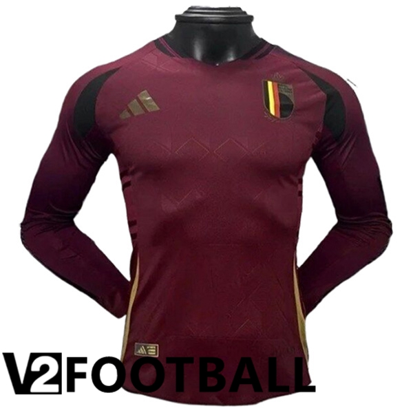 Belgium Home Soccer Shirt Long sleeve UEFA Euro 2024