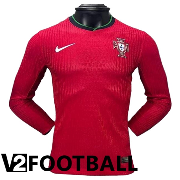 Portugal Home Soccer Shirt Long sleeve UEFA Euro 2024