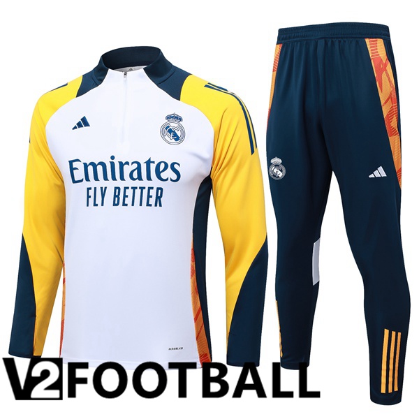 Real Madrid kit Training Tracksuit White Yellow 2024/2025